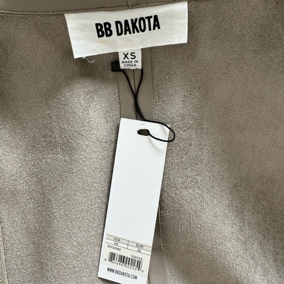 BB Dakota Moto Boho Peppin Vegan Leather Drapey Jacket Vegan XS Small Tan New - Picture 15 of 16